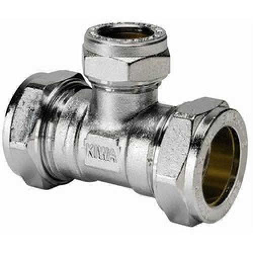 REDUCED BRANCH TEE 22 X 22 X   15MM CHROME COMPRESSION