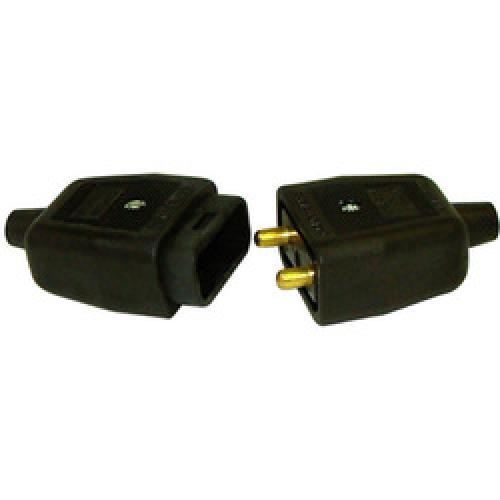 RUBBER CONNECTOR 2 PIN BLACK   NC102B