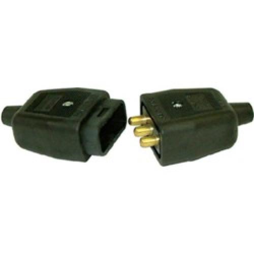 RUBBER CONNECTOR 3 PIN BLACK   NC103B