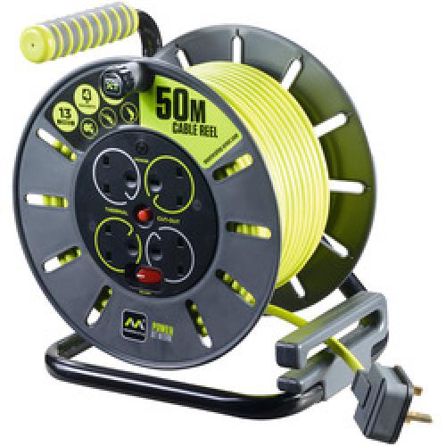 CABLE REEL OPEN 50M 13A 240V 4 SOCKET OLU50134SL-PX