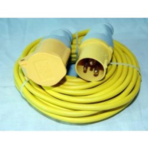 EXTENSION CABLE 14M X 1.5MM    YELLOW C/W PLUG & SOCKET 110V