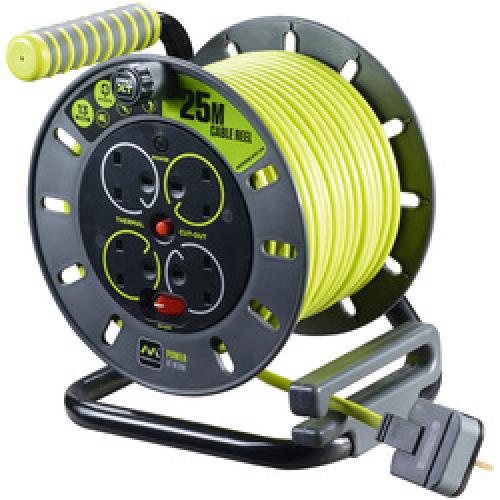 CABLE REEL OPEN 25M 13A 240V 4 SOCKET OMU25134SL-PX