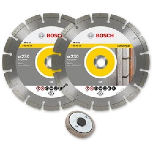 DIAMOND BLADE 230MM TWIN PACK  + SDS FLANGE NUT BOSCH