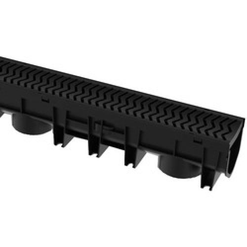 DRAIN CHANNEL C/W POLY GRATE   1M BLACK PLASTIC CD422