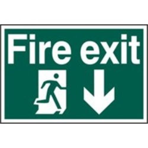 SIGN FIRE EXIT ARROW DOWN      200 X 300MM