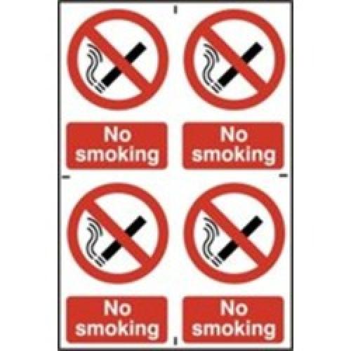 SIGN NO SMOKING CARD OF 4 EACH 100 X 150MM