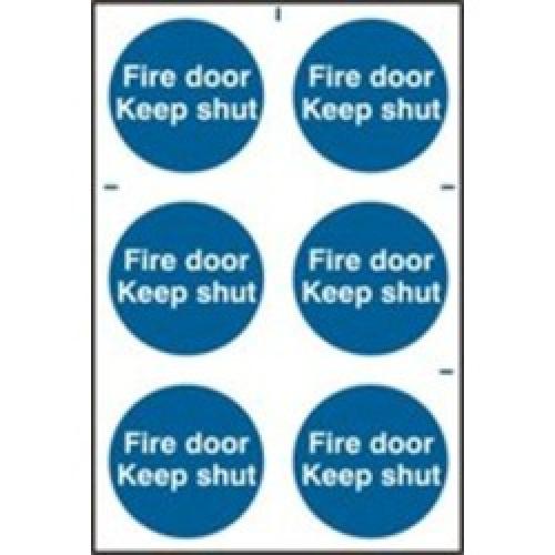 SIGN FIRE DOOR KEEP SHUT       SHEET OF 6 100 X 100MM