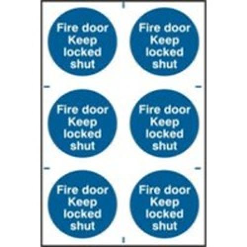 SIGN FIRE DOOR KEEP LOCKED     SHUT SHEET OF 6 100 X 100MM