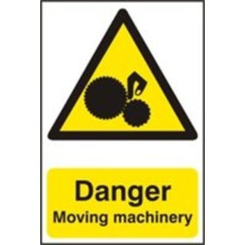 SIGN DANGER MOVING MACHINERY   200 X 300MM