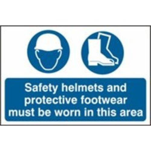 SIGN SAFETY HELMETS AND        PROTECTIVE SIGN 600 X 400MM