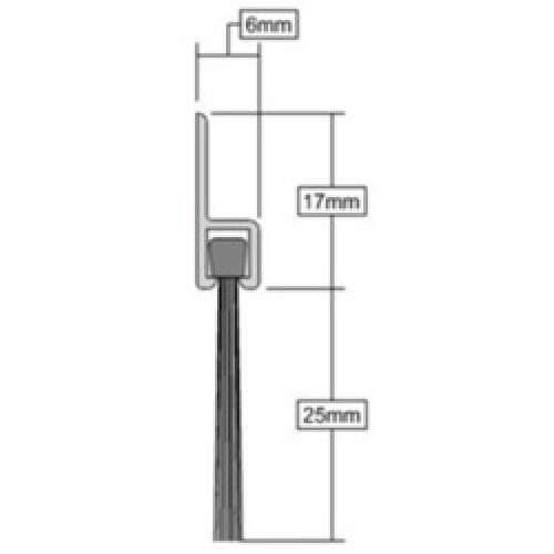DOOR SEAL BRUSH BOTTOM         ALUMINIUM 2134MM (7'0")