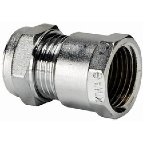 STRAIGHT FEMALE IRON COUPLING  15MM X 1/2" CHROME COMPRESSION