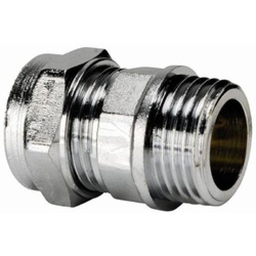 STRAIGHT MALE IRON COUPLING    15MM X 1/2" CHROME COMPRESSION