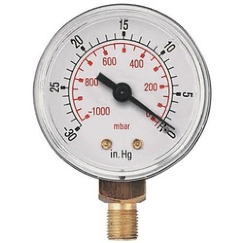 VACUUM GAUGE 0-30 HG 100MM DIA 3/8" BSP