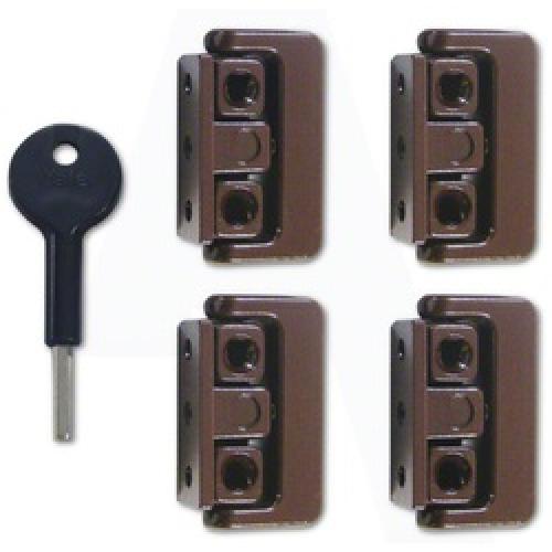 WINDOW LOCK BROWN 8K101 4 PACK C/W 1 KEY - YALE
