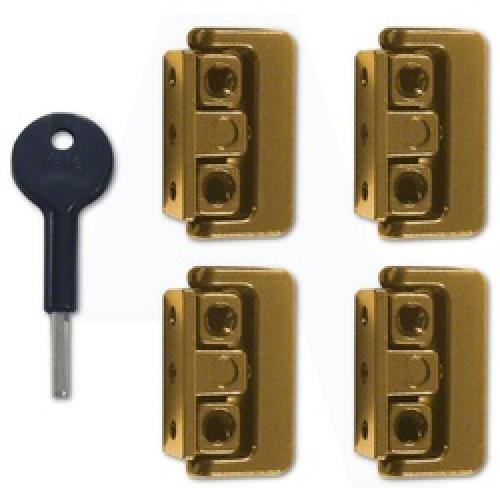 WINDOW LOCK BRASS 8K101 4 PACK C/W 1 KEY YALE