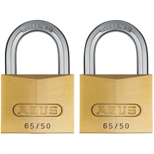 PADLOCK BRASS 65/50 TWIN PACK  65/50TWINSC ABUS