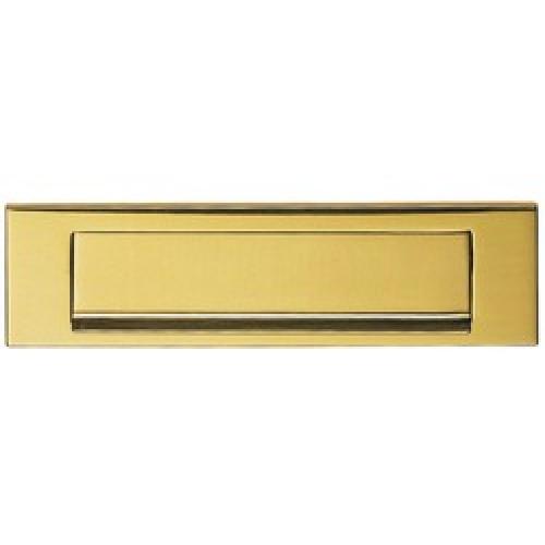LETTER PLATE BRASS GRAVITY     FLAP VICTORIAN 254 X 76MM M36G