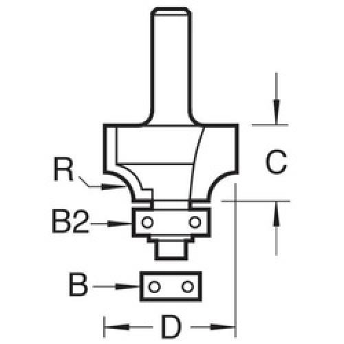 ROUTER BIT OVOLO 25.4X12.7MM   1/4 SHANK TCT C076 TREND