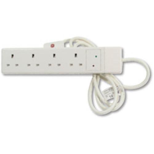 SOCKET EXTENSION WHITE 4 WAY   13A 2M CABLE