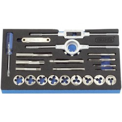 TAP & DIE SET 22 PIECE METRIC  & BSP 49376 DRAPER