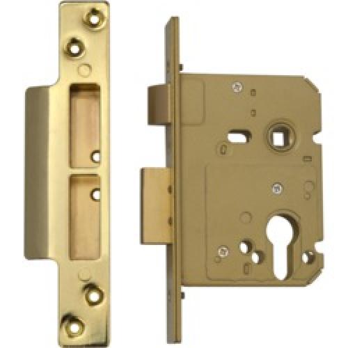 MORTICE LOCK EURO PROFILE      POLISHED BRASS 2.1/2" AS11336