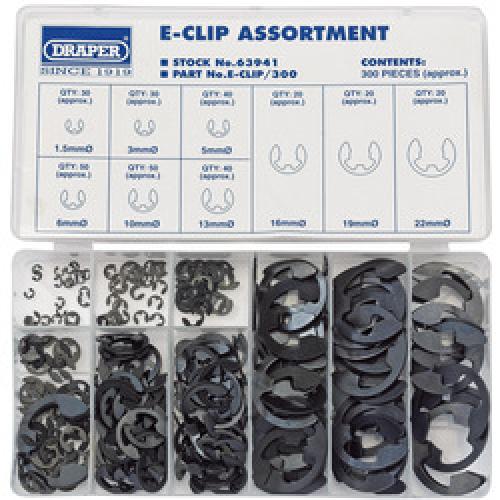 E CLIP SNAP RING ASSORTED      300 PIECE 63941 DRAPER