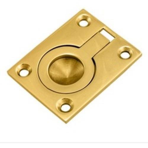 TRAP DOOR RING FLUSH FITTING   BRASS 50 x 38mm