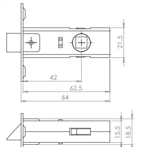 TUBULAR MORTICE LATCH BLACK    64MM TL1 PCB