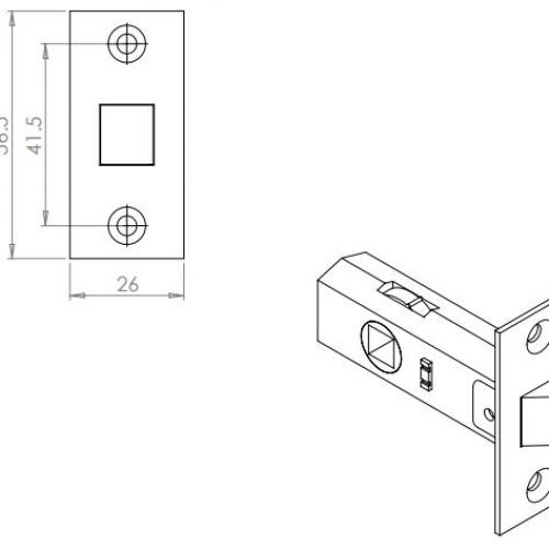 TUBULAR MORTICE LATCH BLACK    64MM TL1 PCB