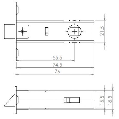 TUBULAR MORTICE LATCH BLACK    76MM TL3 PCB