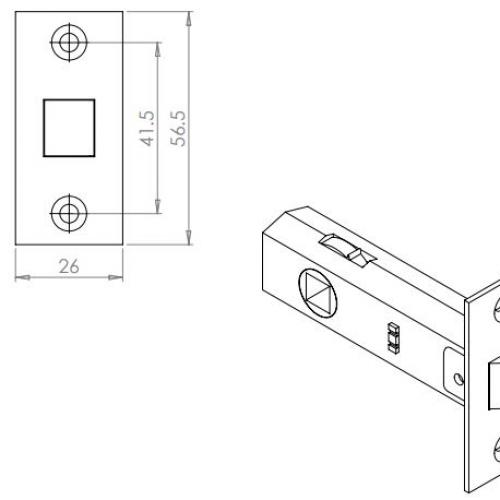 TUBULAR MORTICE LATCH BLACK    76MM TL3 PCB