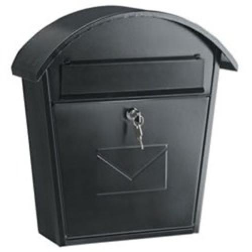 LETTER BOX LOCKABLE CURVED TOP FRONT FLAP BLACK TESSI