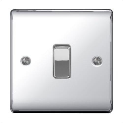 PLATE SWITCH 10 AMP 1 GANG 2   WAY POLISHED CHROME