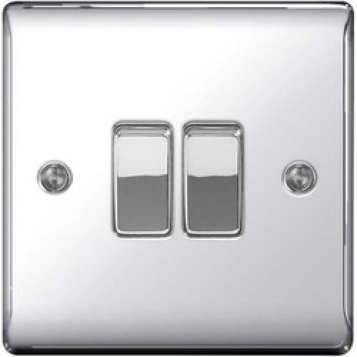 PLATE SWITCH 2 GANG 2 WAY      POLISHED CHROME