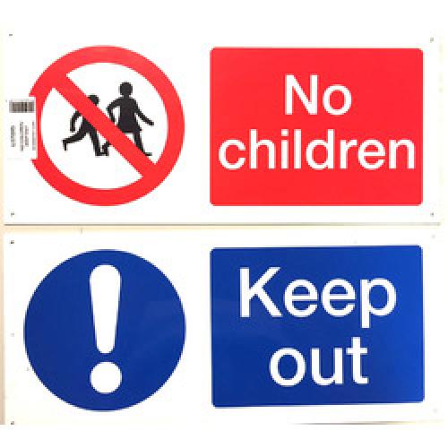 SIGN KEEP OUT / NO CHILDREN    450 X 200MM LL689