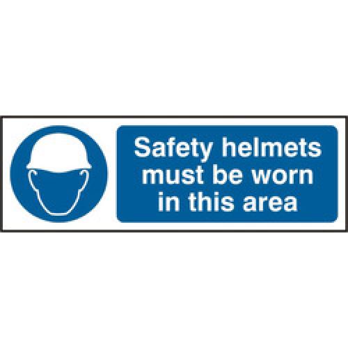SIGN SAFETY HELMETS MUST BE    WORN IN THIS 450 X 200MM LL698