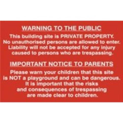 SIGN BUILDING SITE 600 X 400MM