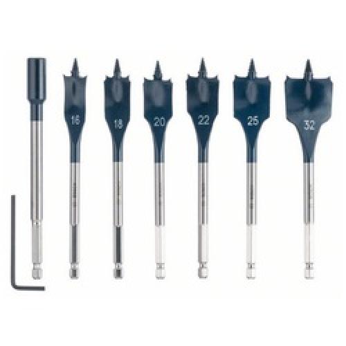 FLAT BIT SET 7 PC 16 TO 32MM & EXTENSION 2608587009 BOSCH