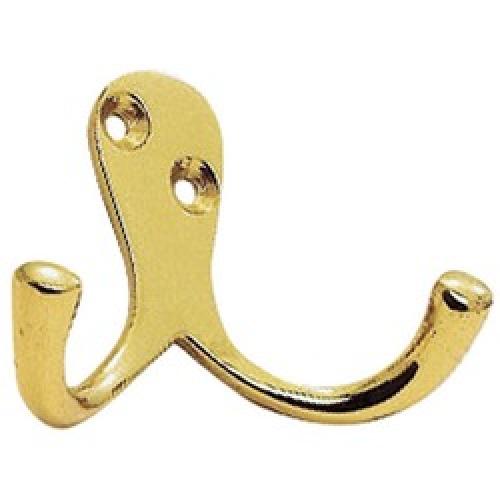 ROBE HOOK DOUBLE BRASS         AA27PB