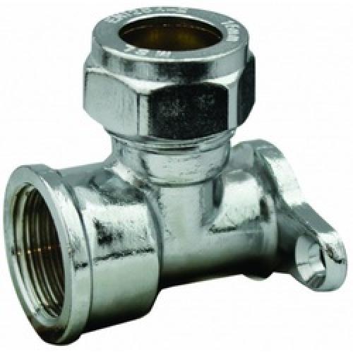 BACK PLATE ELBOW 15MM X 1/2"   CHROME COMPRESSION