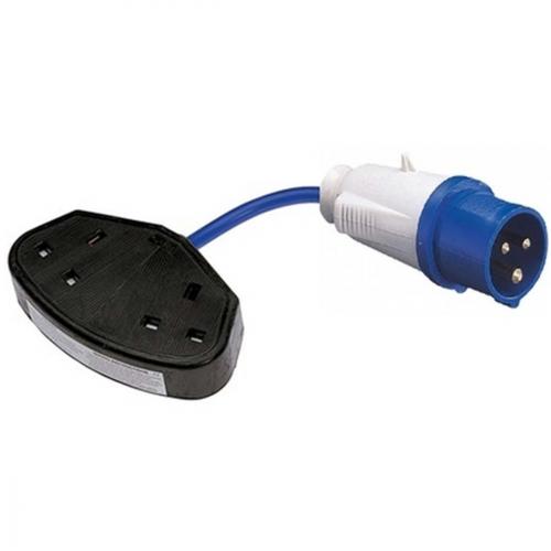 FLY LEAD ADAPTOR DOUBLE SOCKET 16A TO 13A 240V R56