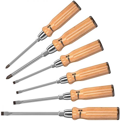SCREWDRIVER SET WOOD HANDLE    6 PIECE 051378 WERA