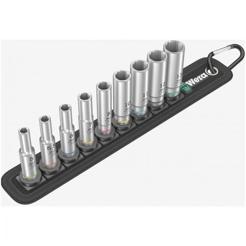 3/8 SQUARE DRIVE DEEP SOCKET BELT B RAIL 8-19 6 POINT 004545 WERA