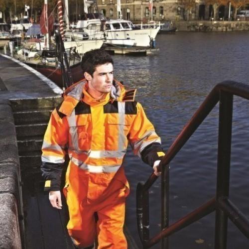 COVERALL HIVIS WATERPROOF NAVY ORANGE XL SA7000 DICKIES