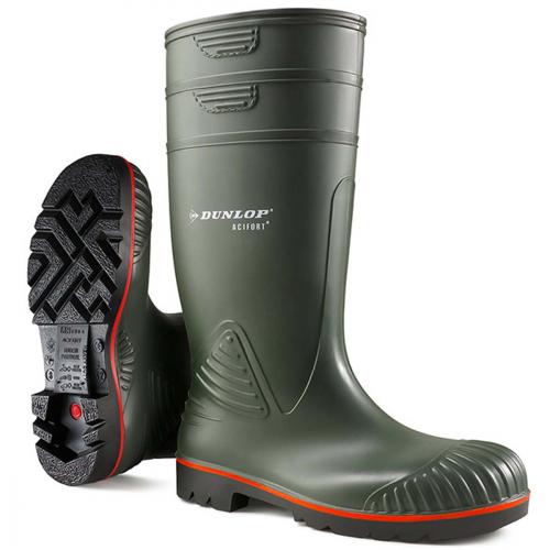 WELLINGTON SAFETY SIZE 11 GREEN HEAVY DUTY ACIFORT DUNLOP