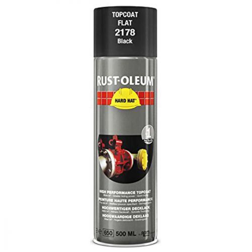 SPRAY PAINT TOPCOAT HARD HAT   BLACK MATT 2178 RUSTOLEUM