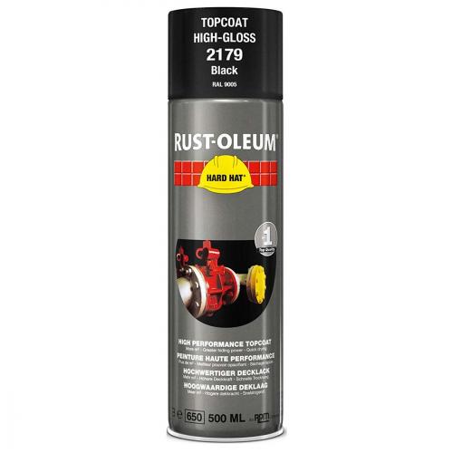 SPRAY PAINT TOPCOAT HARD HAT   BLACK GLOSS 2179 RUSTOLEUM