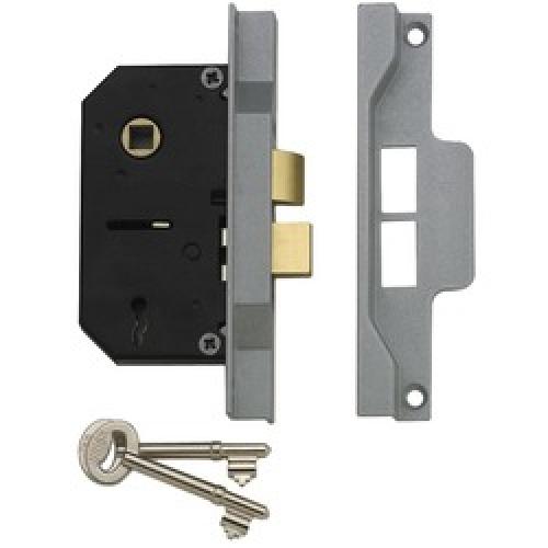 MORTICE LOCK 2 LEVER REBATED   SILVER 2.1/2" 2242-SE UNION