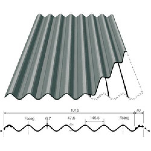 PROFILE 6 CEMENT FIBRE SHEET   (43" WIDE) 9' LONG